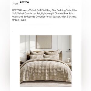 Urban Taupe Velvet Quilt Set - King (108x92)
